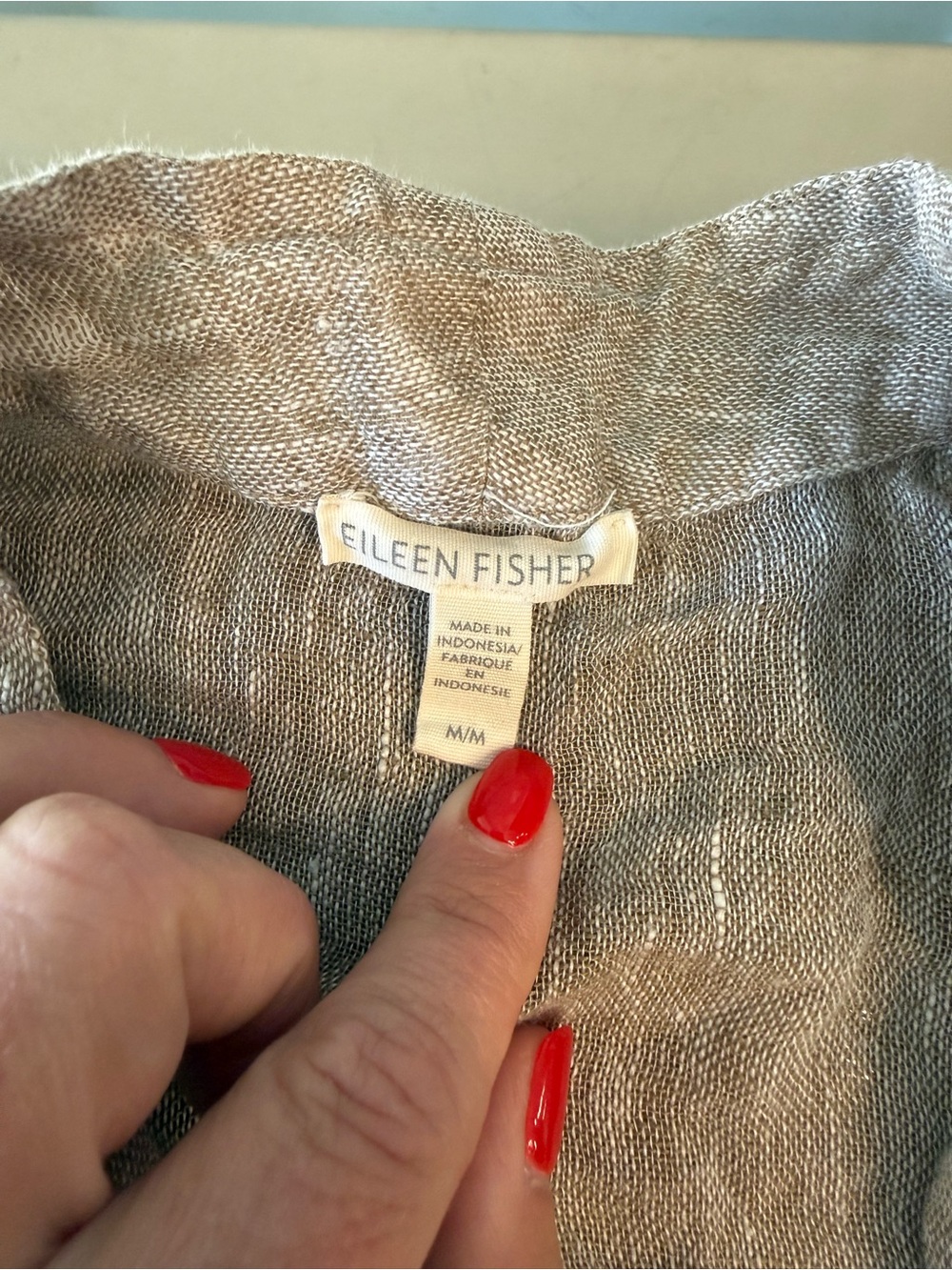 Eileen Fisher Organic Linen Gauze Long Open Front Duster Jacket Taupe medium - Picture 2 of 8
